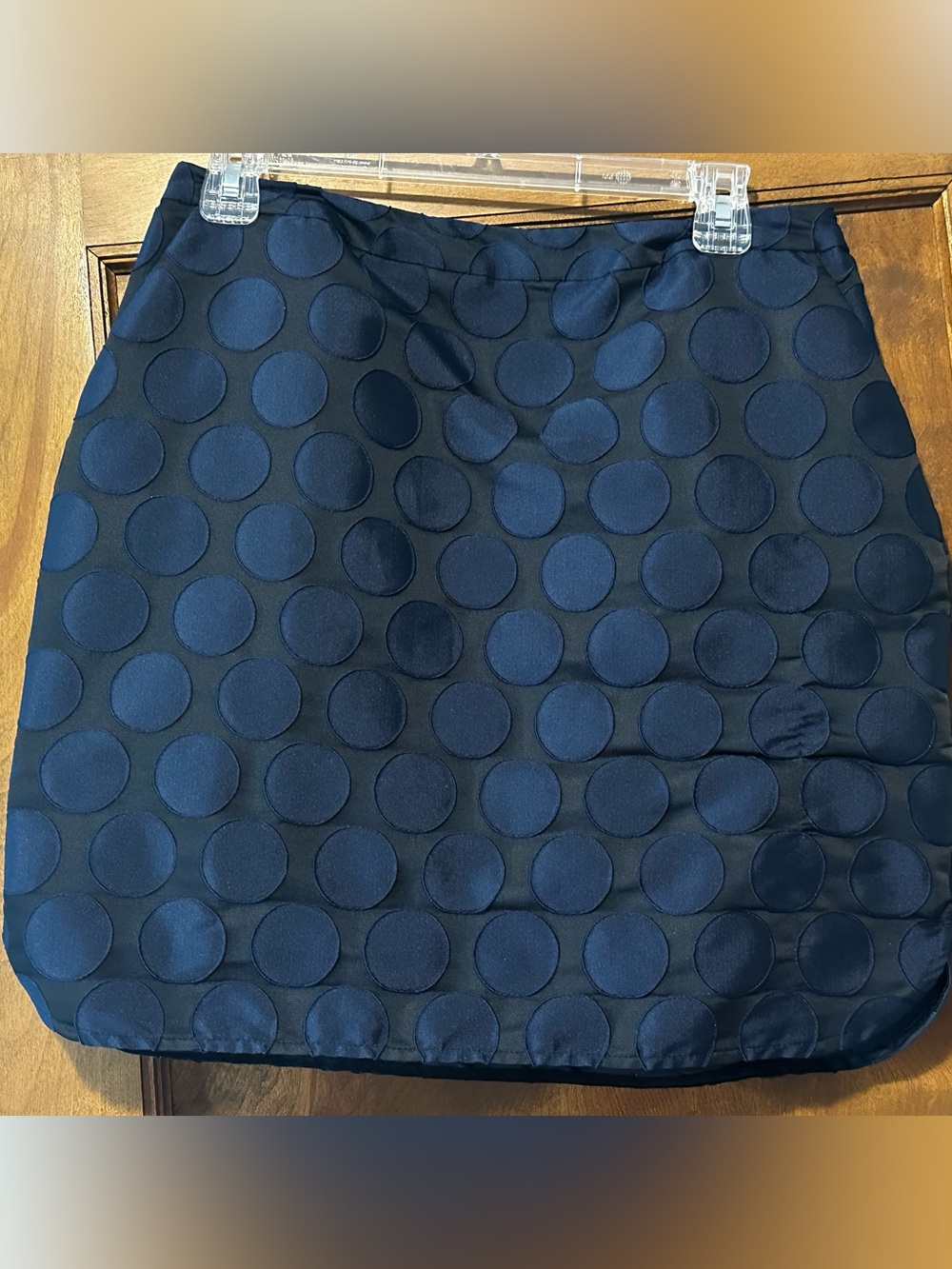Boden Black & Navy Blue Polka Dot Jacquard Pencil Skirt Size 8R